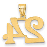 Polished Number 24 Charm Pendant in Real 14k Yellow Gold