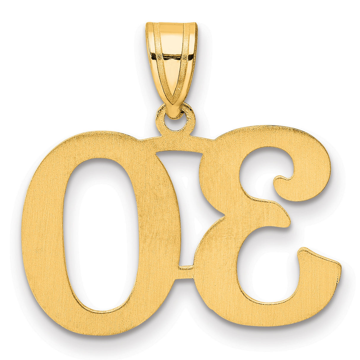 Polished Number 30 Charm Pendant in Real 14k Yellow Gold