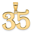Polished Number 35 Charm Pendant in Real 14k Yellow Gold