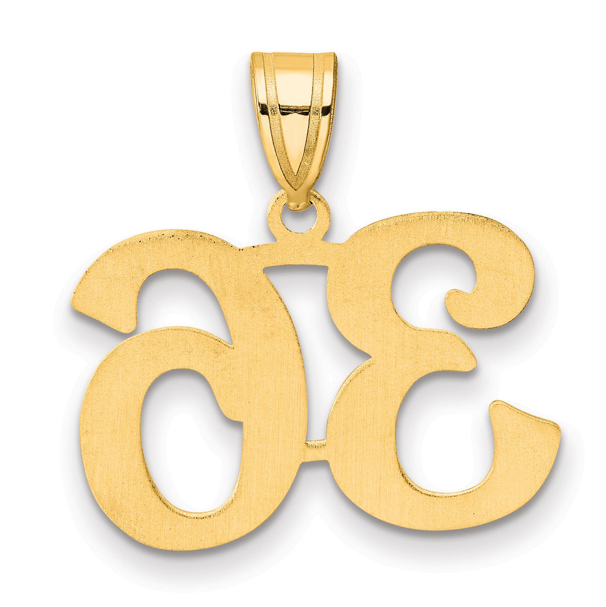 Polished Number 36 Charm Pendant in Real 14k Yellow Gold
