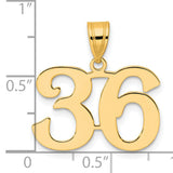 Polished Number 36 Charm Pendant in Real 14k Yellow Gold