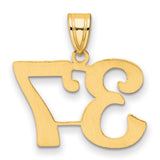 Polished Number 37 Charm Pendant in Real 14k Yellow Gold
