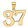 Polished Number 37 Charm Pendant in Real 14k Yellow Gold