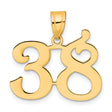 Polished Number 38 Charm Pendant in Real 14k Yellow Gold
