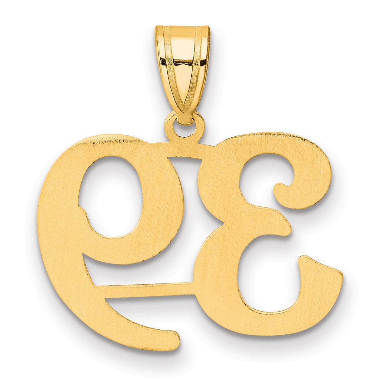Polished Number 39 Charm Pendant in Real 14k Yellow Gold