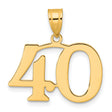 Polished Number 40 Charm Pendant in Real 14k Yellow Gold