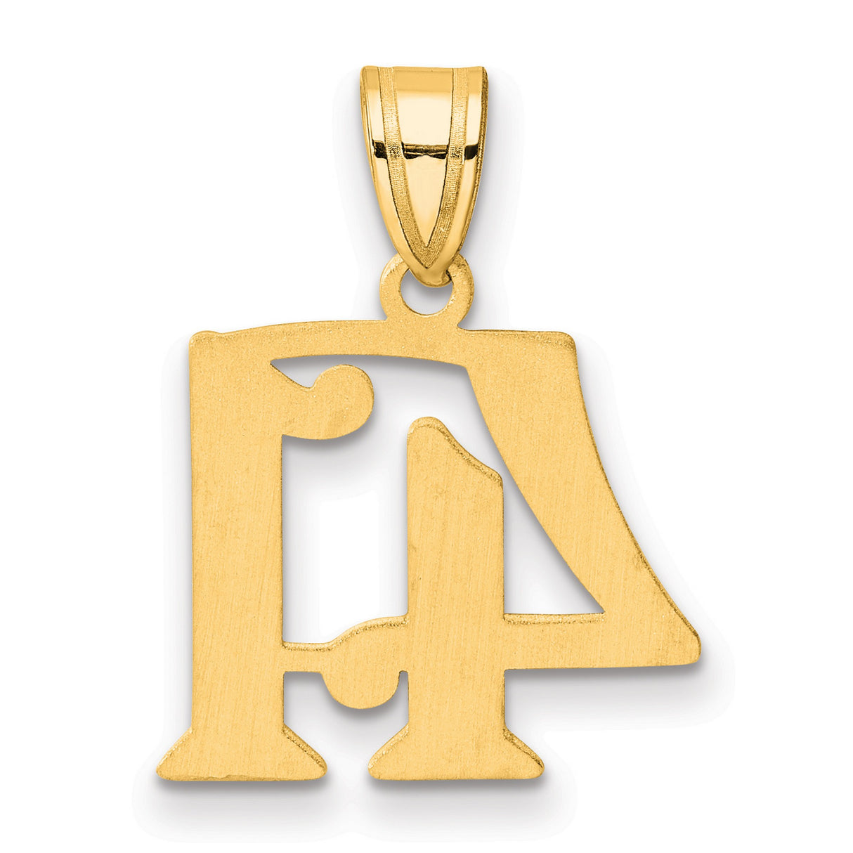 Polished Number 41 Charm Pendant in Real 14k Yellow Gold