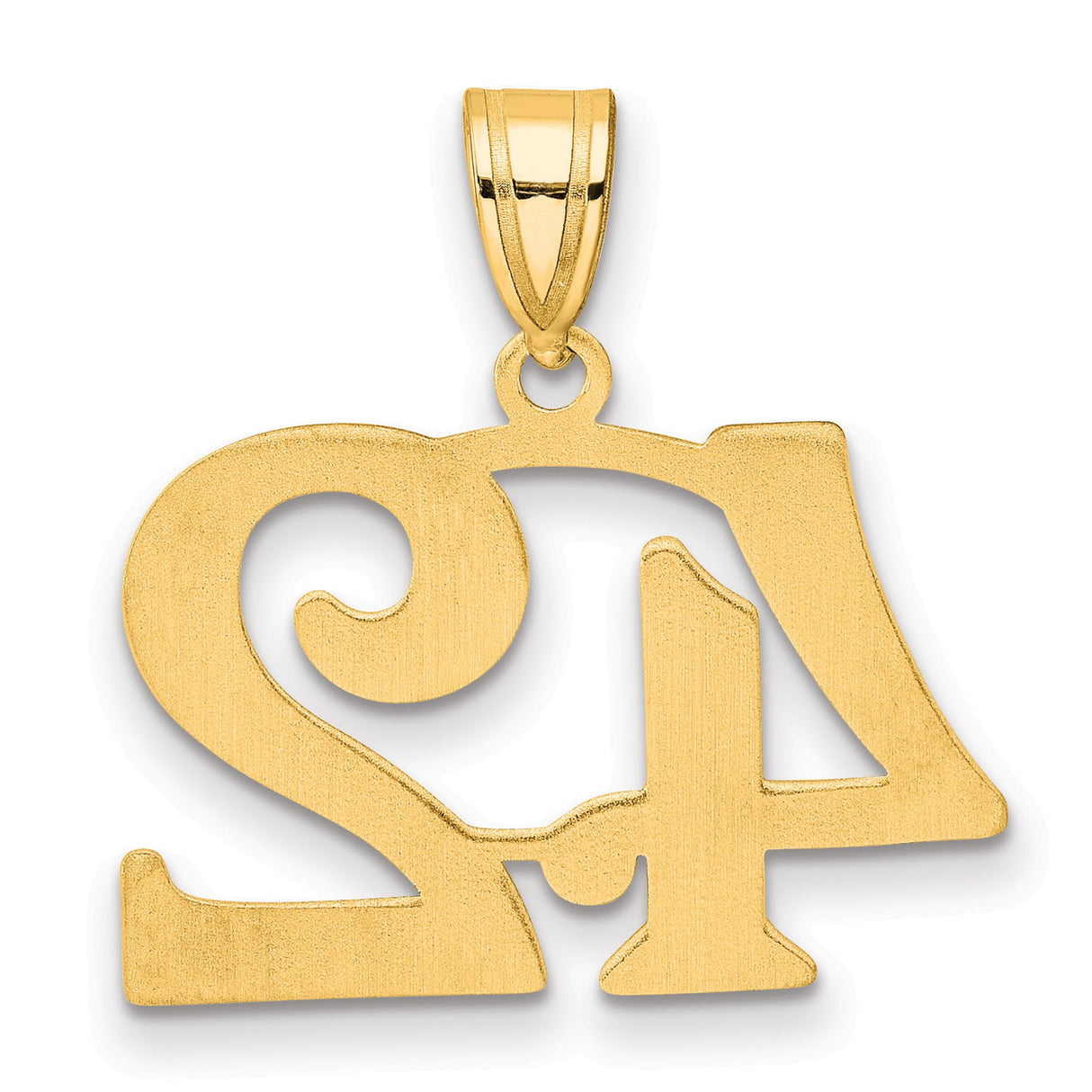 Polished Number 42 Charm Pendant in Real 14k Yellow Gold