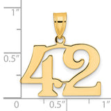 Polished Number 42 Charm Pendant in Real 14k Yellow Gold