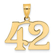 Polished Number 42 Charm Pendant in Real 14k Yellow Gold