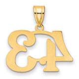 Polished Number 43 Charm Pendant in Real 14k Yellow Gold