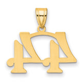 Polished Number 44 Charm Pendant in Real 14k Yellow Gold