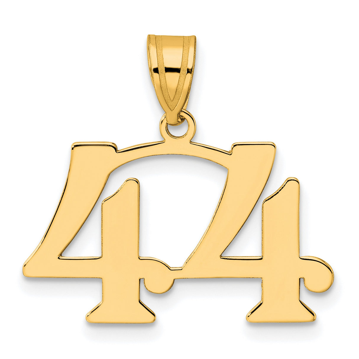 Polished Number 44 Charm Pendant in Real 14k Yellow Gold