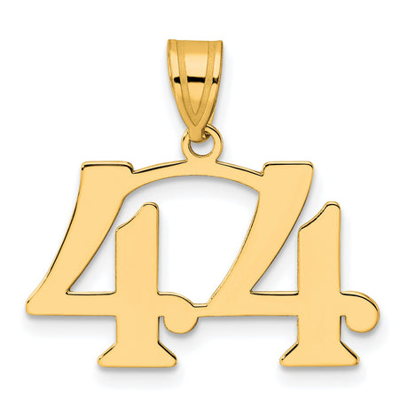 Polished Number 44 Charm Pendant in Real 14k Yellow Gold