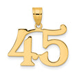 Polished Number 45 Charm Pendant in Real 14k Yellow Gold