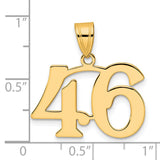 Polished Number 46 Charm Pendant in Real 14k Yellow Gold