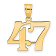 Polished Number 47 Charm Pendant in Real 14k Yellow Gold