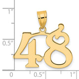 Polished Number 48 Charm Pendant in Real 14k Yellow Gold