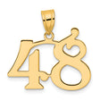 Polished Number 48 Charm Pendant in Real 14k Yellow Gold