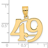 Polished Number 49 Charm Pendant in Real 14k Yellow Gold