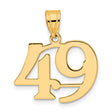 Polished Number 49 Charm Pendant in Real 14k Yellow Gold