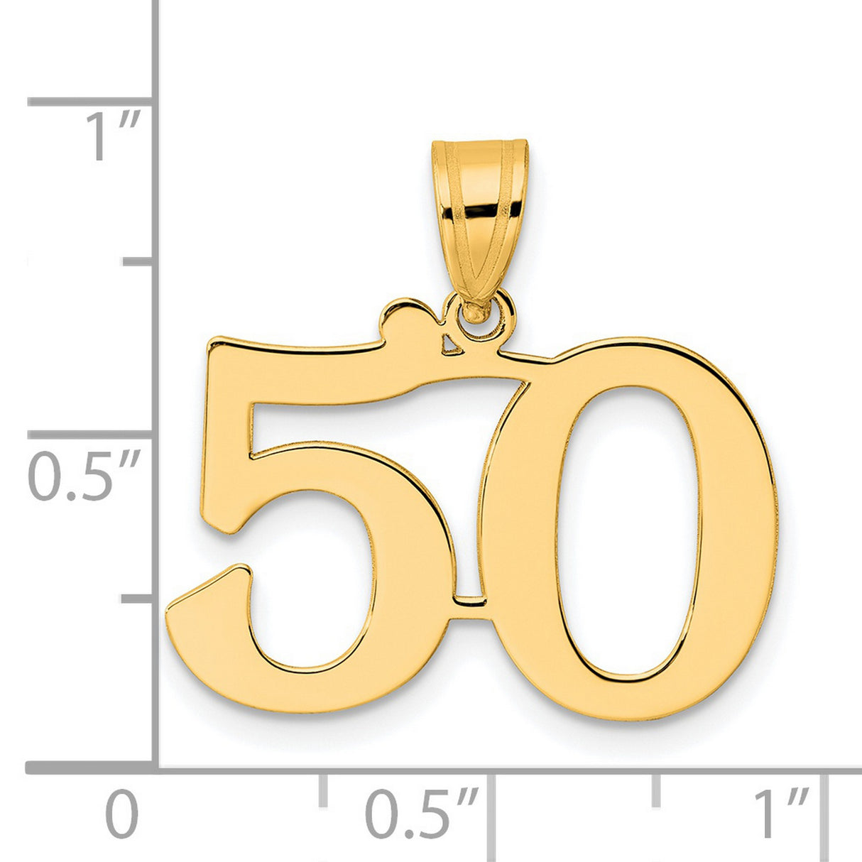 Polished Number 50 Charm Pendant in Real 14k Yellow Gold