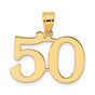 Polished Number 50 Charm Pendant in Real 14k Yellow Gold