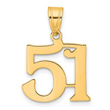 Polished Number 51 Charm Pendant in Real 14k Yellow Gold