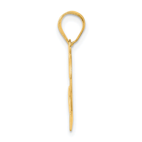 Polished Number 52 Charm Pendant in Real 14k Yellow Gold