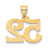 Polished Number 52 Charm Pendant in Real 14k Yellow Gold