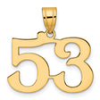 Polished Number 53 Charm Pendant in Real 14k Yellow Gold