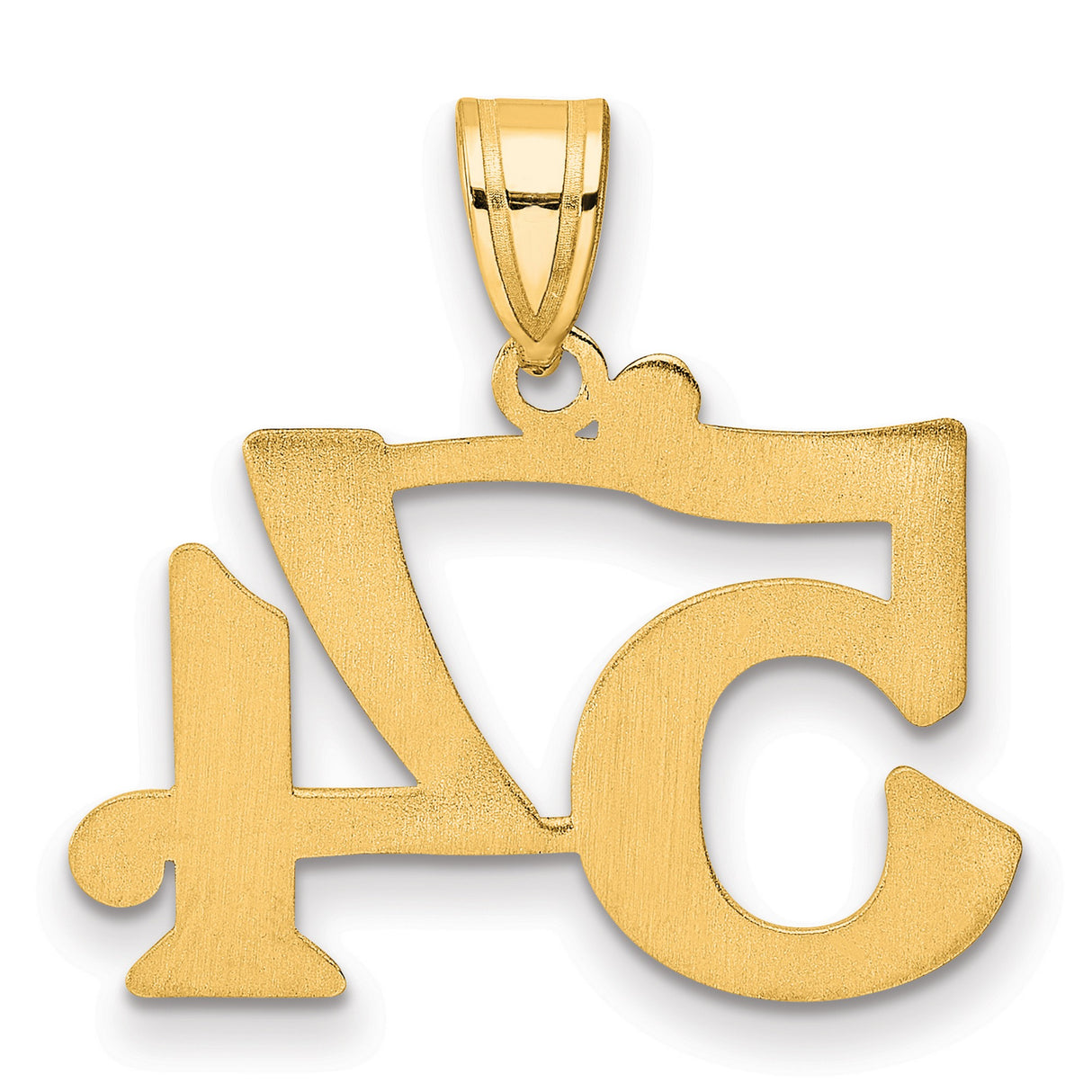 Polished Number 54 Charm Pendant in Real 14k Yellow Gold