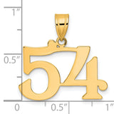 Polished Number 54 Charm Pendant in Real 14k Yellow Gold