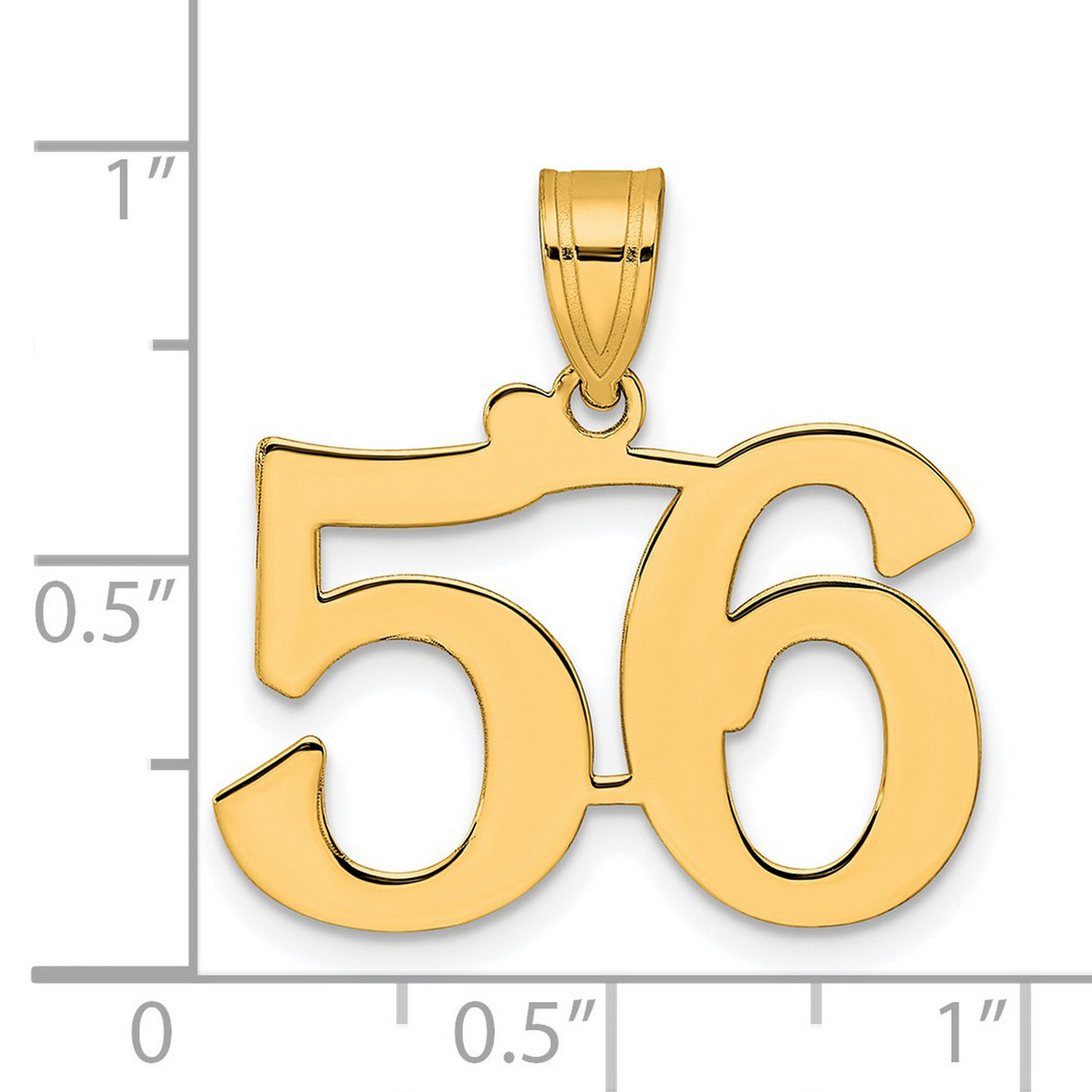 Polished Number 56 Charm Pendant in Real 14k Yellow Gold