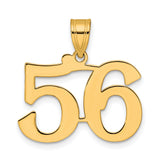 Polished Number 56 Charm Pendant in Real 14k Yellow Gold