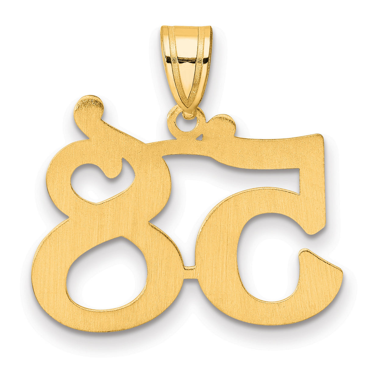 Polished Number 58 Charm Pendant in Real 14k Yellow Gold