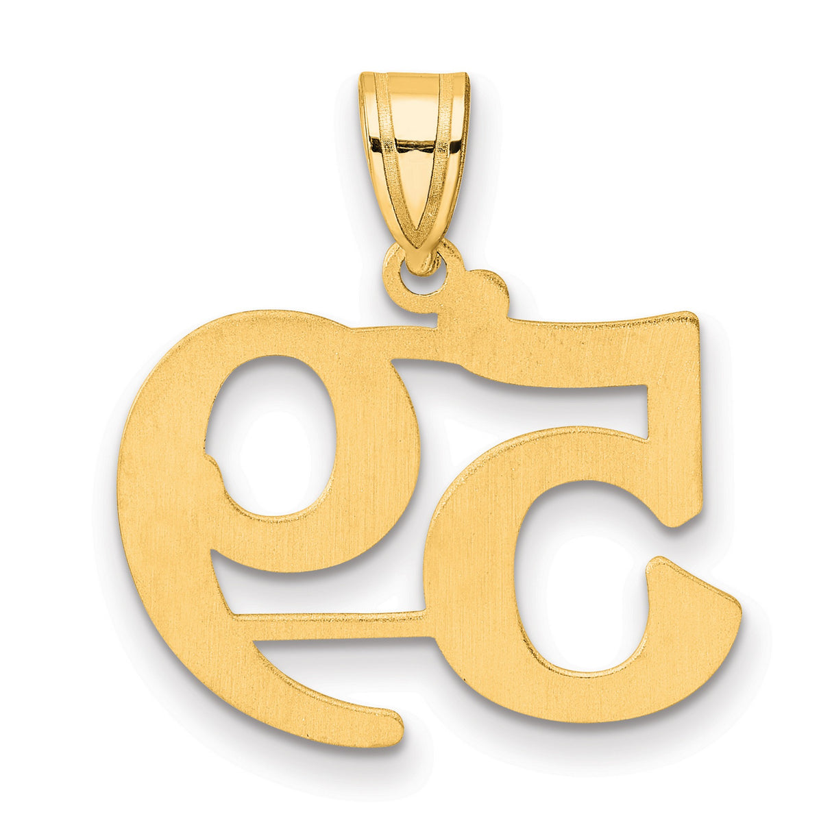 Polished Number 59 Charm Pendant in Real 14k Yellow Gold