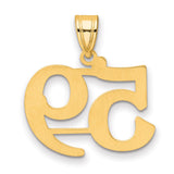 Polished Number 59 Charm Pendant in Real 14k Yellow Gold