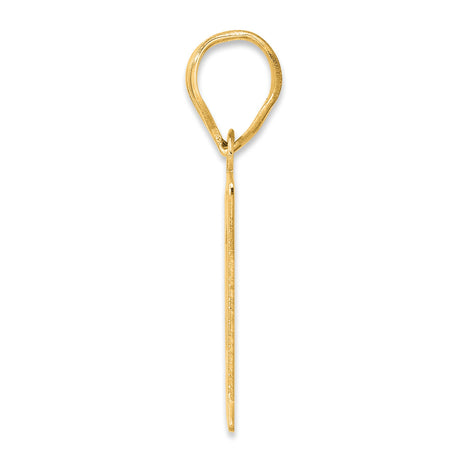 Polished Number 61 Charm Pendant in Real 14k Yellow Gold