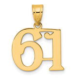 Polished Number 61 Charm Pendant in Real 14k Yellow Gold