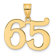 Polished Number 65 Charm Pendant in Real 14k Yellow Gold