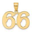 Polished Number 66 Charm Pendant in Real 14k Yellow Gold