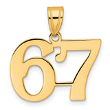 Polished Number 67 Charm Pendant in Real 14k Yellow Gold