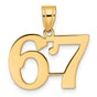 Polished Number 67 Charm Pendant in Real 14k Yellow Gold