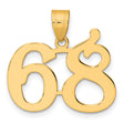 Polished Number 68 Charm Pendant in Real 14k Yellow Gold