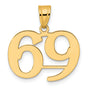 Polished Number 69 Charm Pendant in Real 14k Yellow Gold