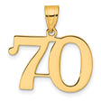 14k Yellow Gold Number 70 Pendant, Bold Polished Numeric Charm for Women or Unisex Wear