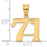 Polished Number 71 Charm Pendant in Real 14k Yellow Gold