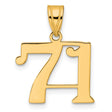 Polished Number 71 Charm Pendant in Real 14k Yellow Gold