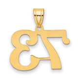 Polished Number 73 Charm Pendant in Real 14k Yellow Gold